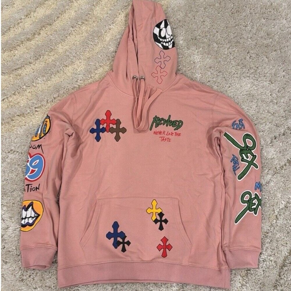Chrome Hearts Matty Boy Sex Revived Pink Pullover Hoodie for Men Size Large